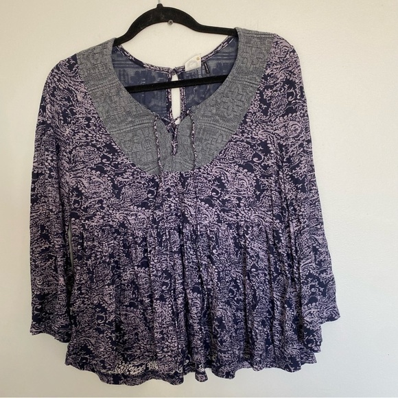 Anthropology Akemi & Kin Boho Bell Sleeve Peasant Blouse Sz Small - Picture 2 of 7